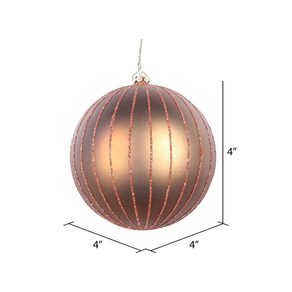 Vickerman 6" Rose Gold Matte Glitter Ball Christmas Ornament, 2 pieces per bag