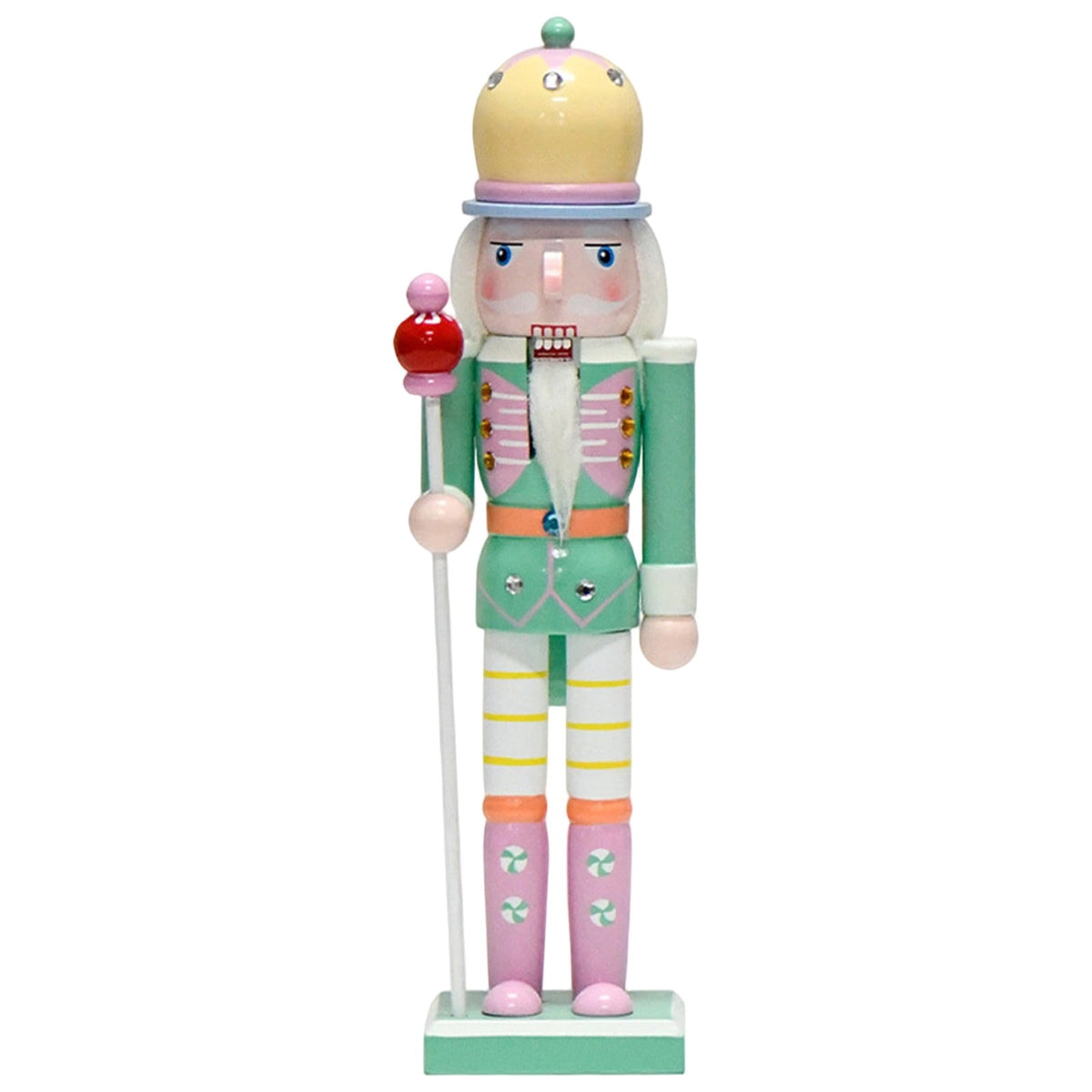 Wooden Nutcracker Soldier Figurine 4-Piece Set, Christmas Tabletop Decor for Mantel Shelf Window Holiday Home Decoration 14.96"