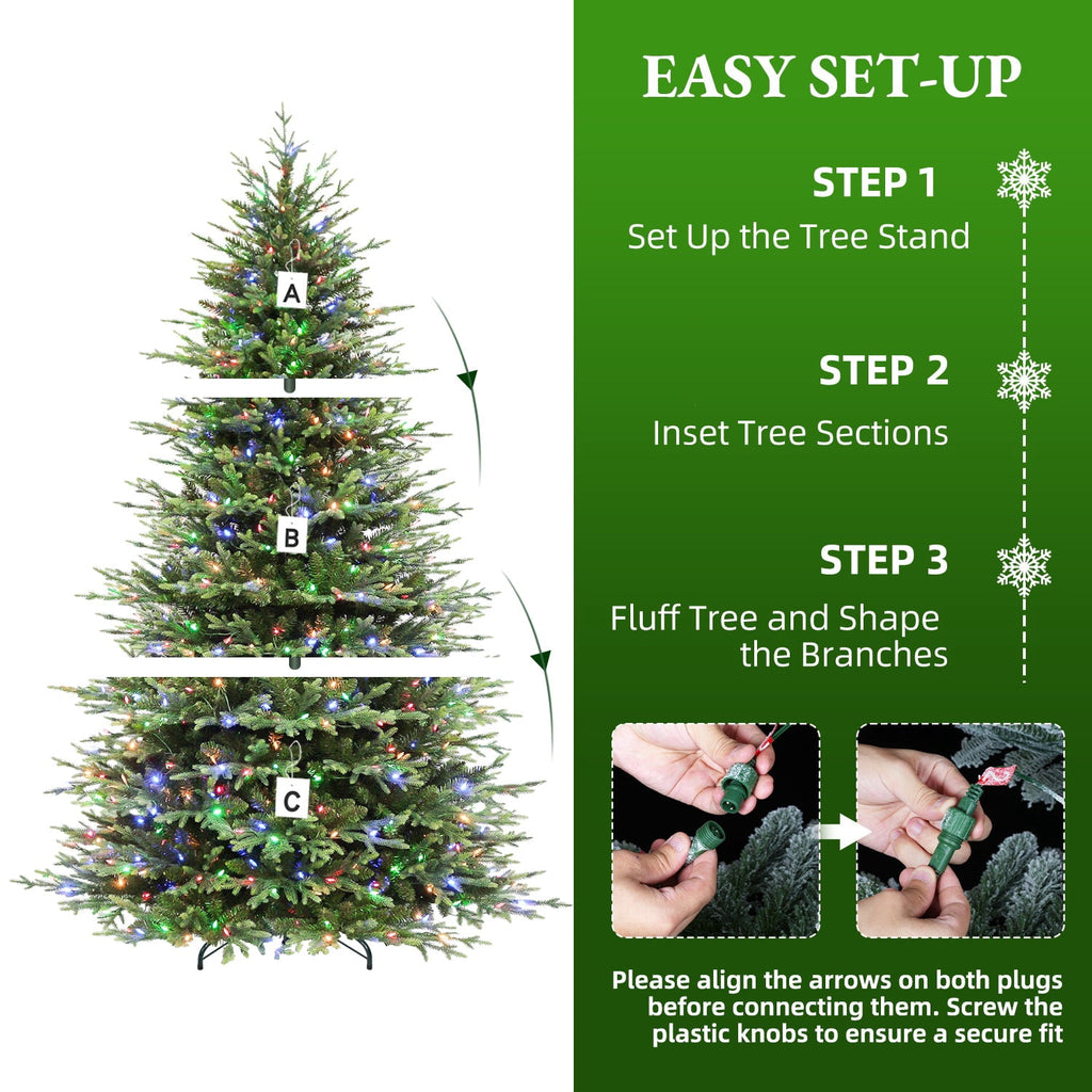 VIVATREES 12FT Pre-Lit Artificial Christmas Tree, 8165 Branch Tips 850 LED Lights, 10 Lighting Modes, PE+PVC Foliage, Foot Pedal Control Xmas Tree for Home, Office Decor