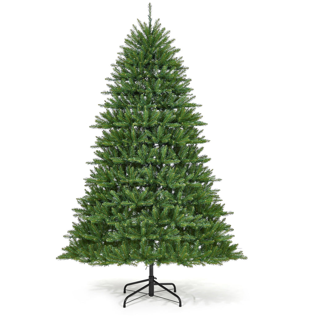 JoanKaren 7.5' Pre-Lit Green Artificial Christmas Tree,Metal Stand Full Xmas Tree with 600 Multicolor Lights