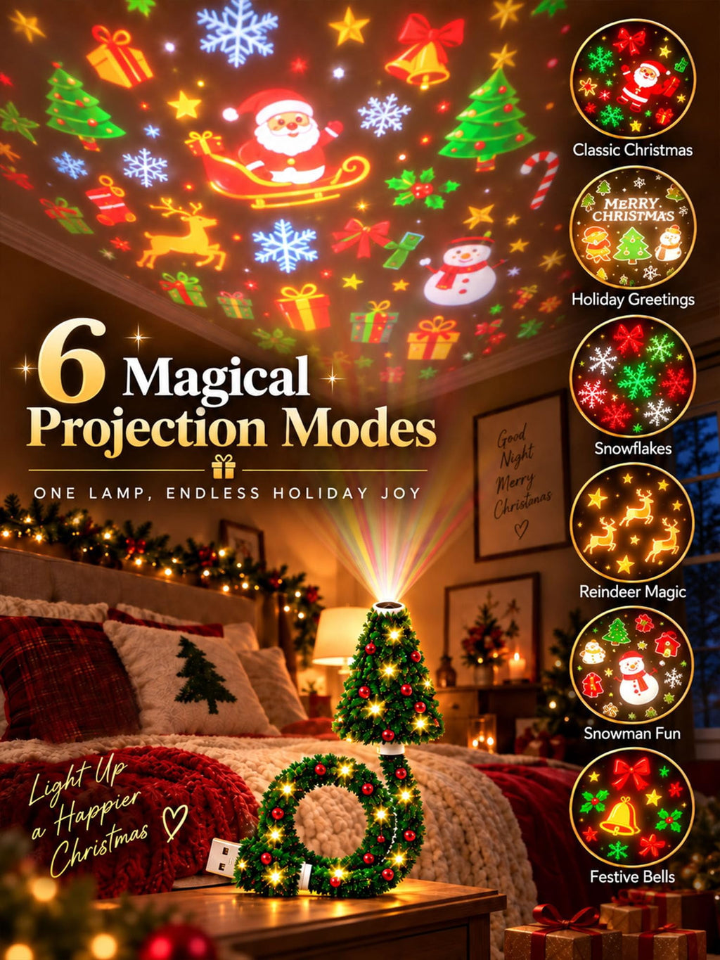 Plug and Play HD Christmas Projector, Christmas Projector Indoor, Holiday Projector Light, Plug and Play Holiday Projector Indoor Christmas Decorations for Home, Wall and Party