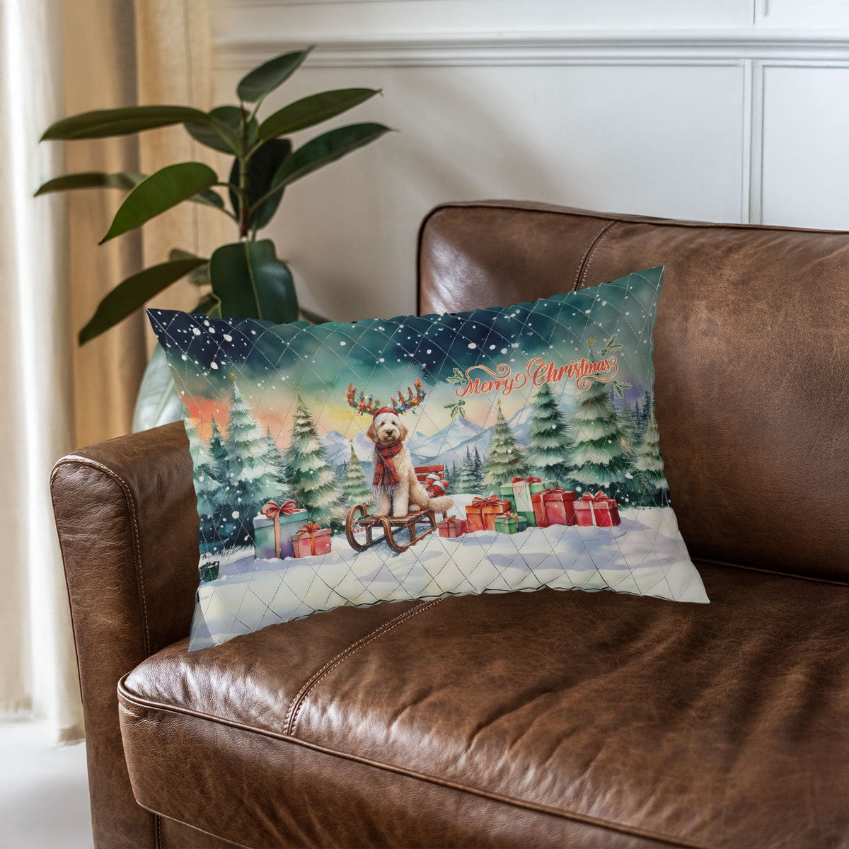 Merry Christmas Santa Reindeer Antlers French Bulldog Sleigh Xmas Winter Holiday Quilt Bedding Set Dog Lover Gifts 1 Blanket Bed Cover 2 Pillowcases - 00023