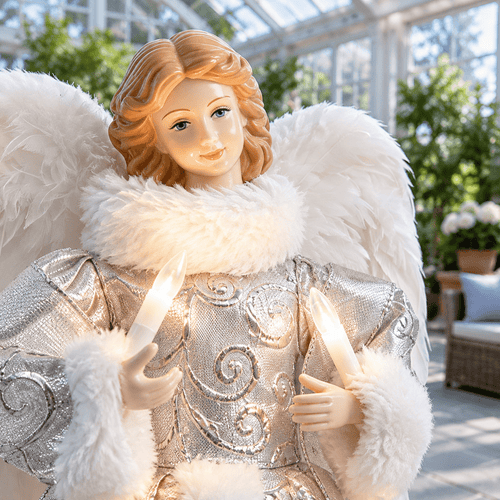 12 Inch Lighted Angel Christmas Tree Topper, Elegant Holiday Decor with Warm Lights