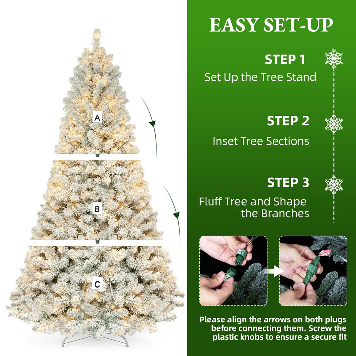 VIVATREES 6ft Pre-lit Artificial Christmas Tree 760 Hinged Branch Tips with 230 LED White Warm Lights Foldable Metal Base