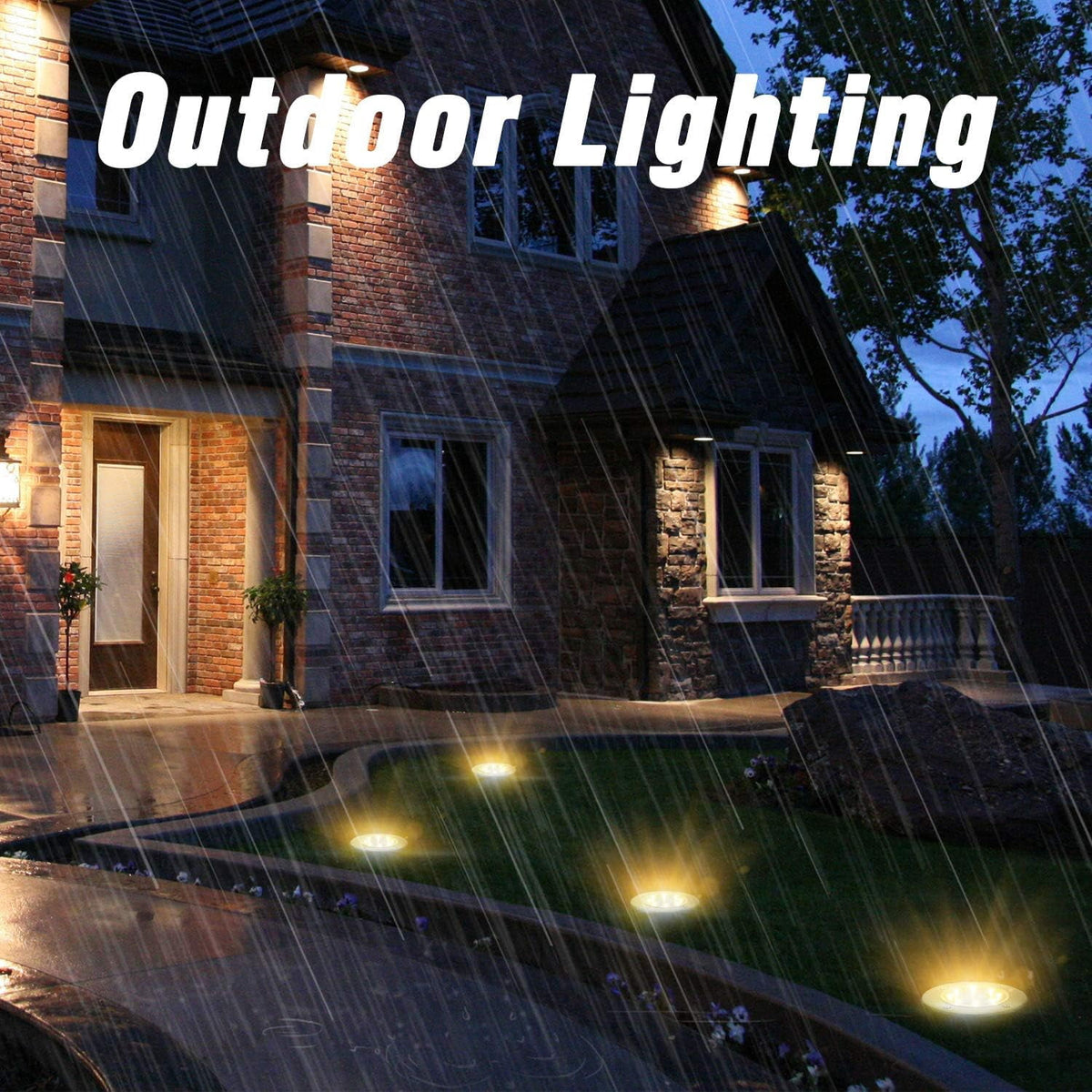 Rirool 12-Pack Solar Ground Lights, Waterproof Outdoor Garden LED Pathway Lights, Energy-Saving In-Ground Landscape Lighting for Yard, Lawn, Patio, Walkway - Cool White