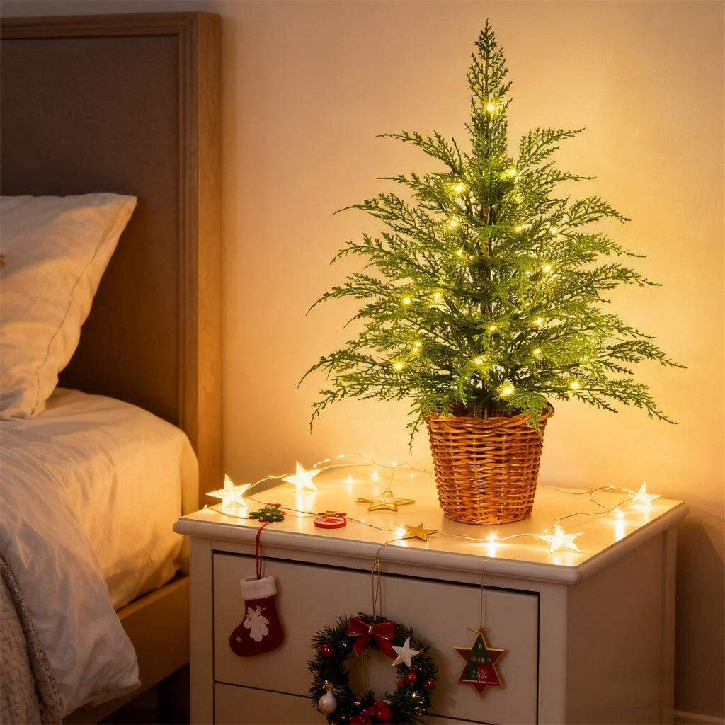 Pre-Lit Artificial Christmas Tree with 100 Warm White LED Lights, Realistic Hinged Green Christmas Tree with Foldable Metal Stand, Easy Setup Indoor Christmas Decor for Home, Office & Holiday Party