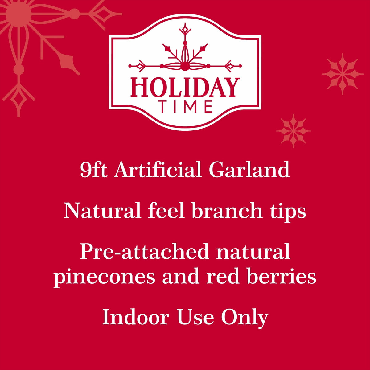Fairfield Natural Feel Unlit Artificial Christmas Garland, Green, 9', by Holiday Time