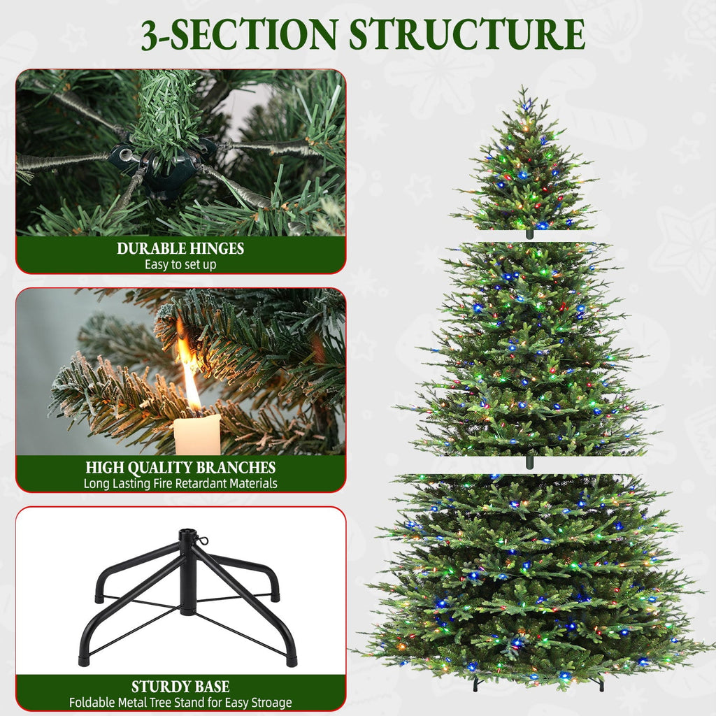 VIVATREES 12FT Pre-Lit Artificial Christmas Tree, 8165 Branch Tips 850 LED Lights, 10 Lighting Modes, PE+PVC Foliage, Foot Pedal Control Xmas Tree for Home, Office Decor