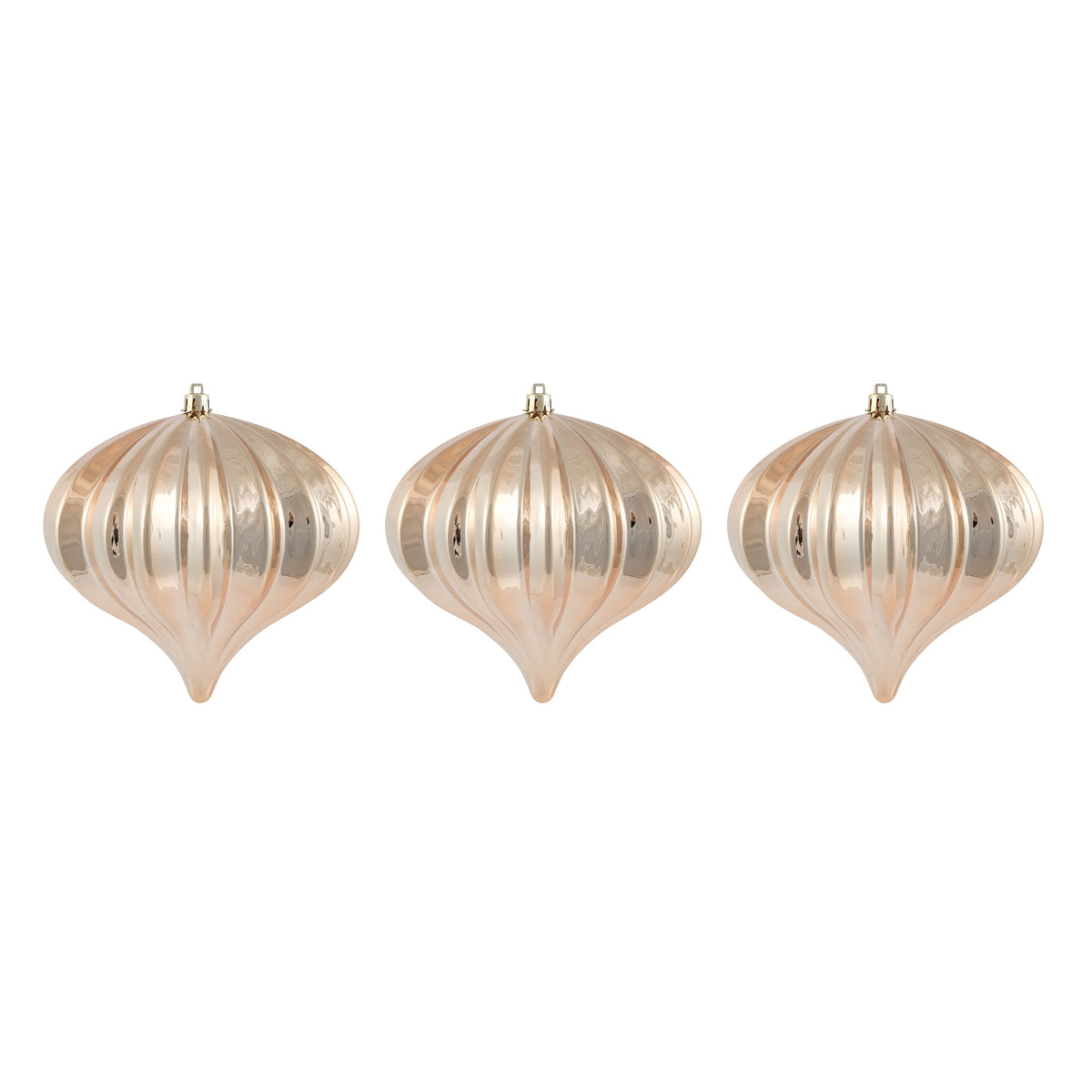 Vickerman 5.7" Burnished Orange Matte Onion Christmas Ornament, UV treated, Set of 3