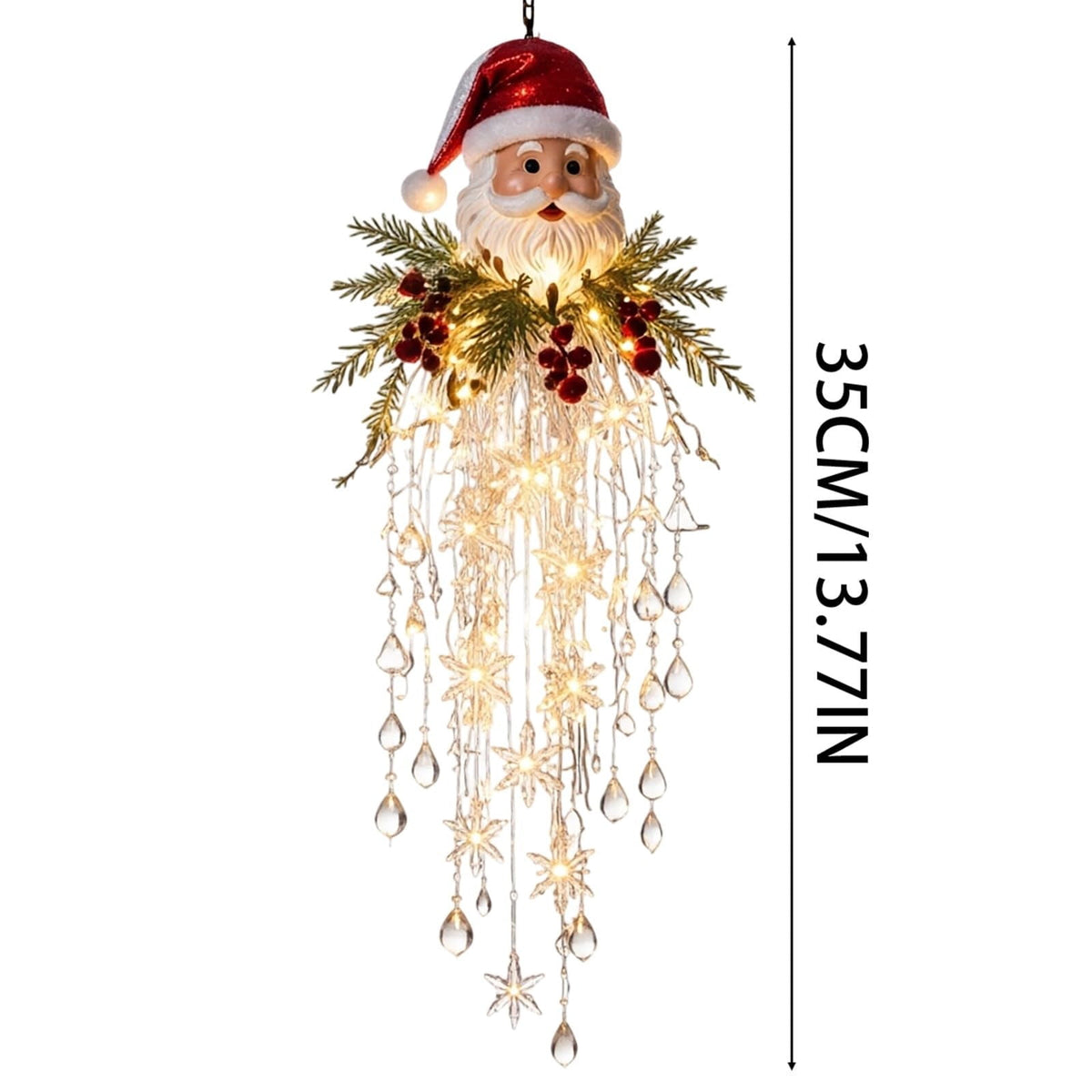 Crystal Cascade Christmas Light - Hanging Snowflake & Crystal LED Porch Decor(Blue light ball)