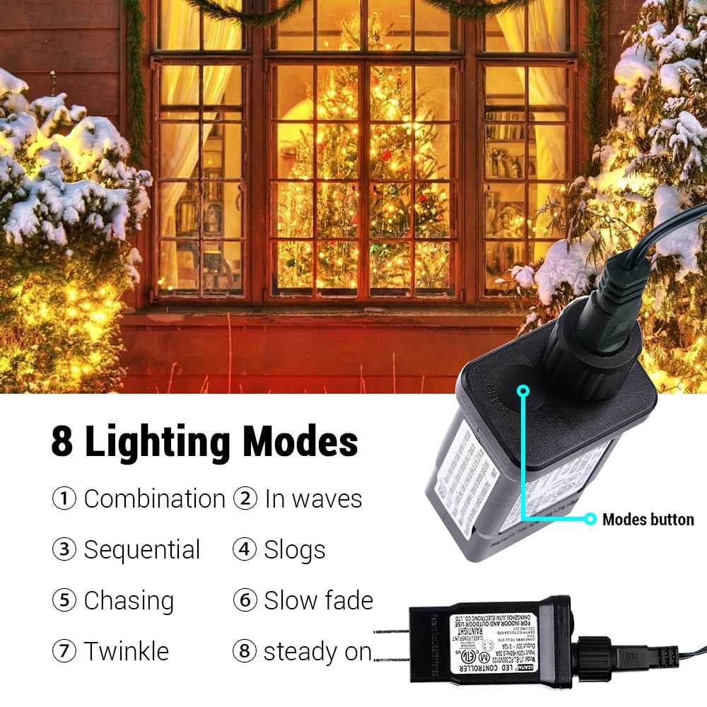Christmas Lights Multicolor, Toodour 82ft 200 LED Christmas String Lights with 8 Modes, Timer, Connectable Plug in Christmas Outdoor Indoor Lights for Home, Garden, Party, Christmas Tree Decor