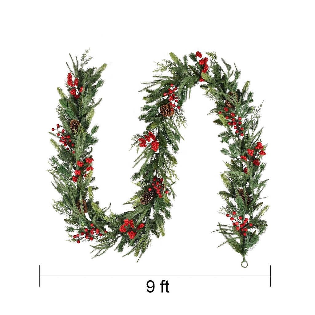 Fairfield Natural Feel Unlit Artificial Christmas Garland, Green, 9', by Holiday Time