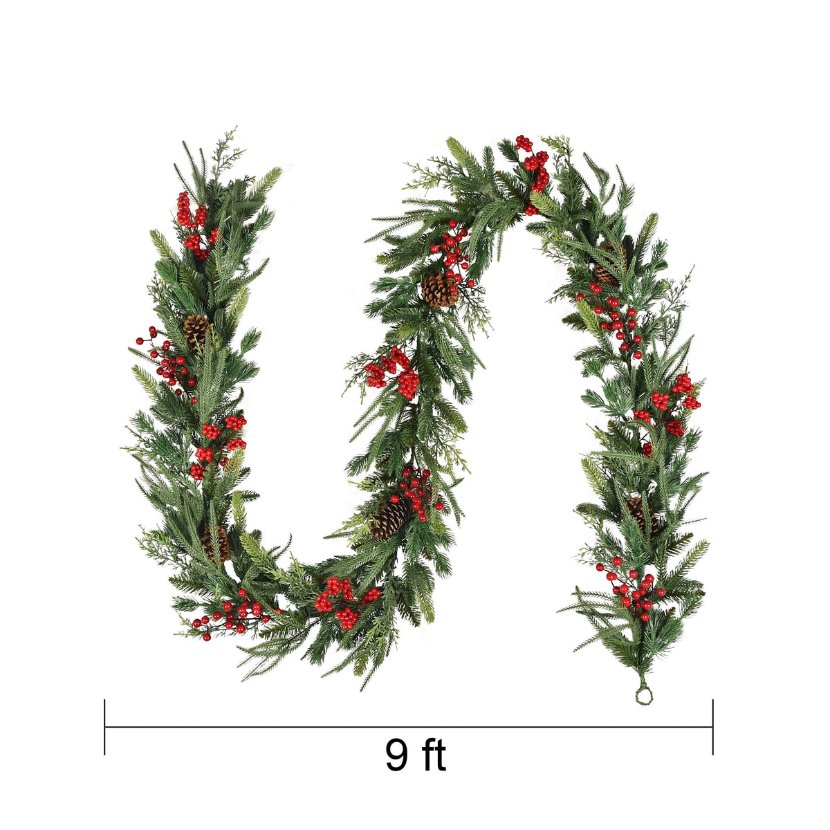Fairfield Natural Feel Unlit Artificial Christmas Garland, Green, 9', by Holiday Time