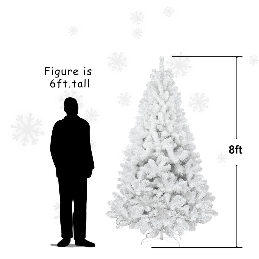 6 Ft White Christmas Tree with Memory Wire, 760 Tips Hinged Artificial PVC Tree, Easy Assembly Holiday Xmas Tree for Indoor Decor (Ornaments Not Included)