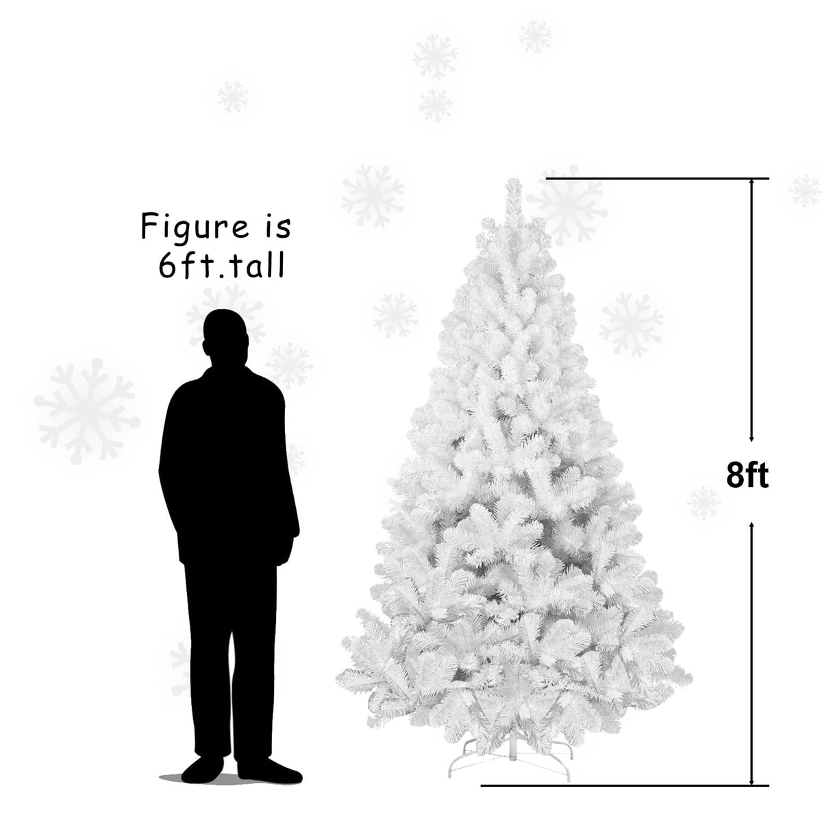 6 Ft White Christmas Tree with Memory Wire, 760 Tips Hinged Artificial PVC Tree, Easy Assembly Holiday Xmas Tree for Indoor Decor (Ornaments Not Included)