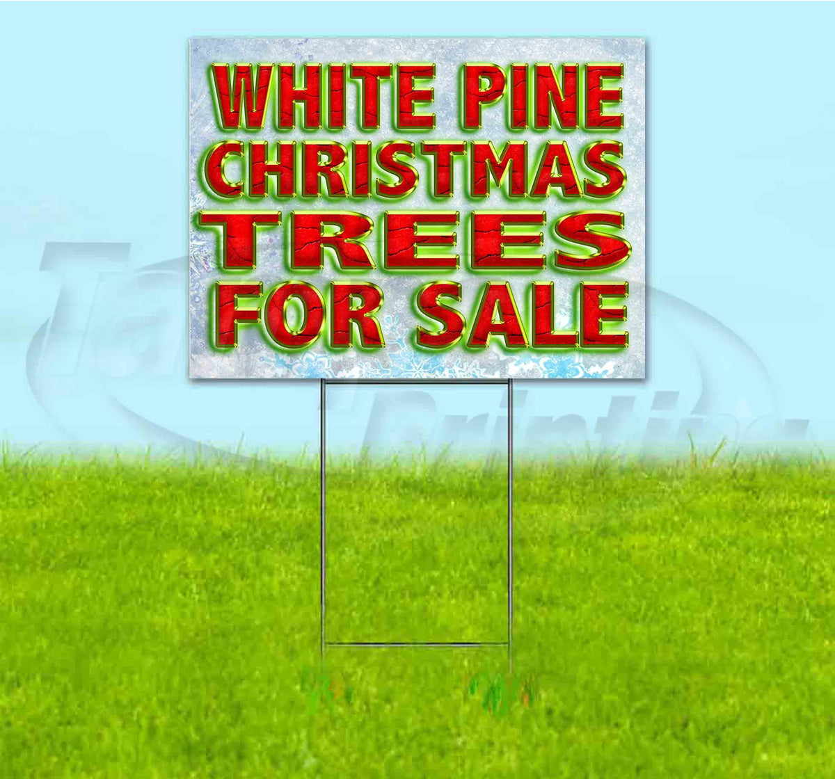 Virginia Pine Christmas Trees For Sale (18" x 24") Yard Sign, Includes Metal Step Stake