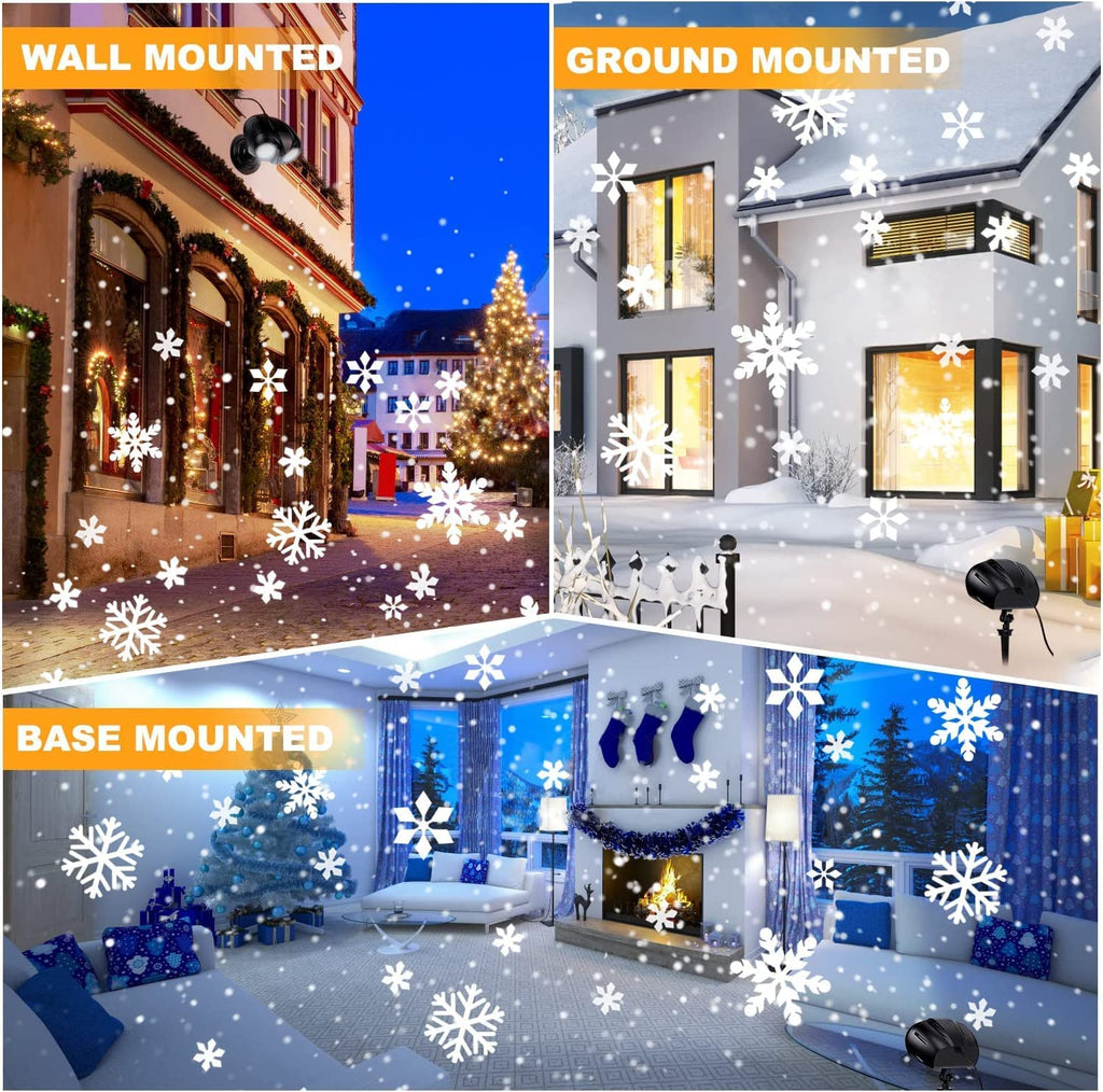 Morttic Christmas Snowflake Projector Lights, Waterproof LED Snowfall Spotlight Projector with Remote Control, Upgrade Rotating LED Snowfall Projection Lamp for Halloween Xmas Party Holiday Garden
