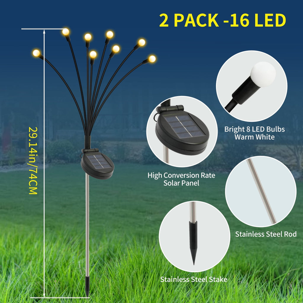 TopZoo Solar Garden Stake Lights, Solar Firefly Lights Outdoor Decorative Waterproof for Outside Backyard Decor, Yard Decor, Garden Decor, Christmas, Warm White Round LED Bulb, 4 Packs