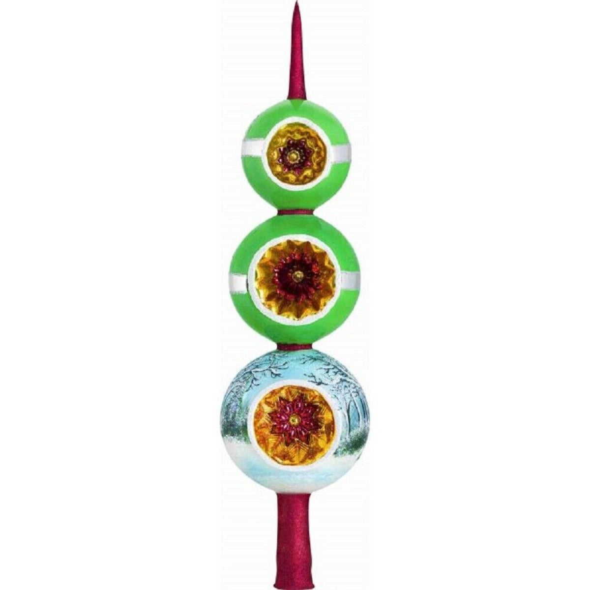 Yule Log Finial Polish Glass Christmas Tree Topper