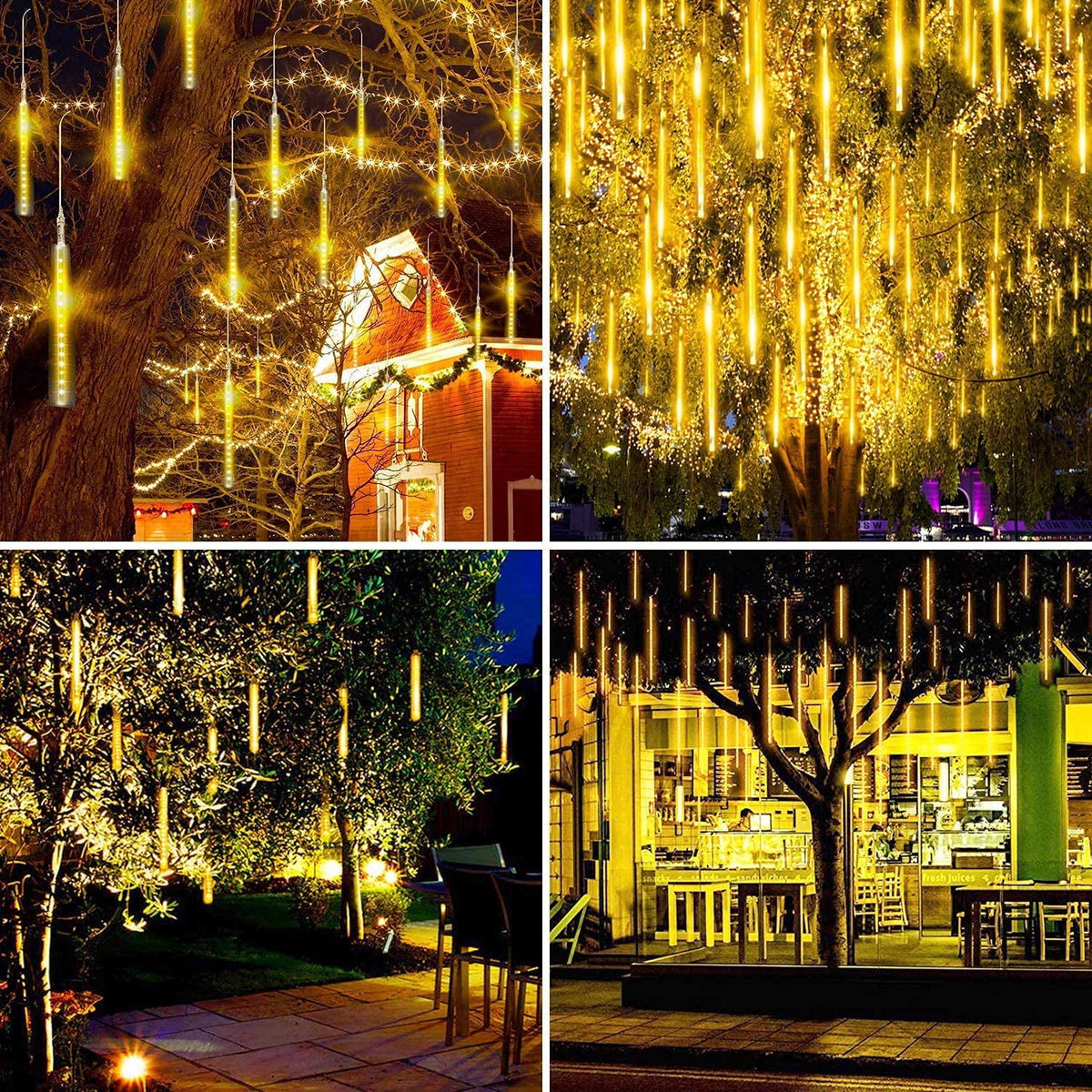 Rirool Meteor Shower Rain Lights, Valentine Lights 50cm 10 Tubes 540 LED Icicle Snow Falling Christmas Lights Outdoor Raindrop Lights, Xmas Wedding Party Tree Holiday Decoration, Blue