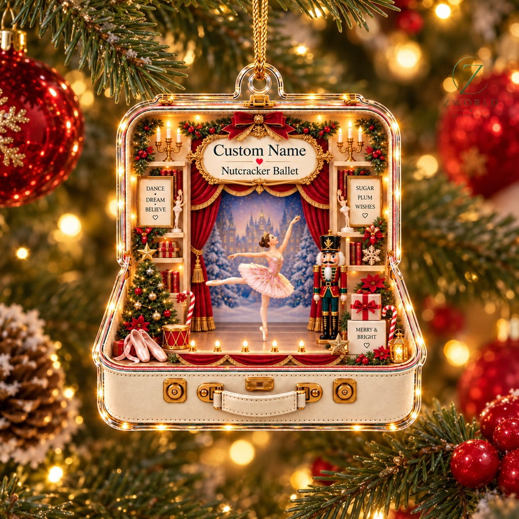 Personalized Nutcracker Ballet Acrylic Christmas Ornament for Dance Recital Gift
