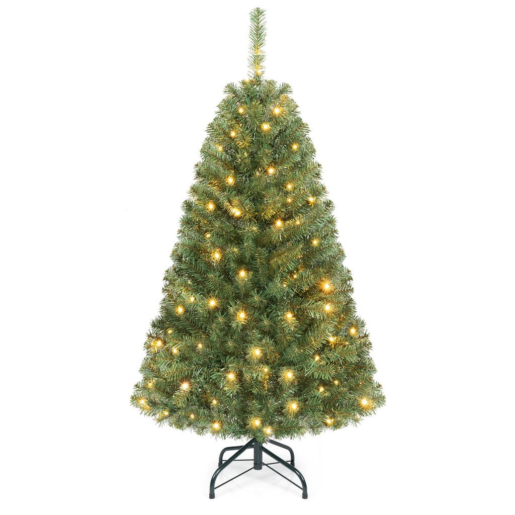 Costway 4 FT Pre-Lit Artificial Christmas Tree with 296 Dense Branch Tips, 100 LED Lights
