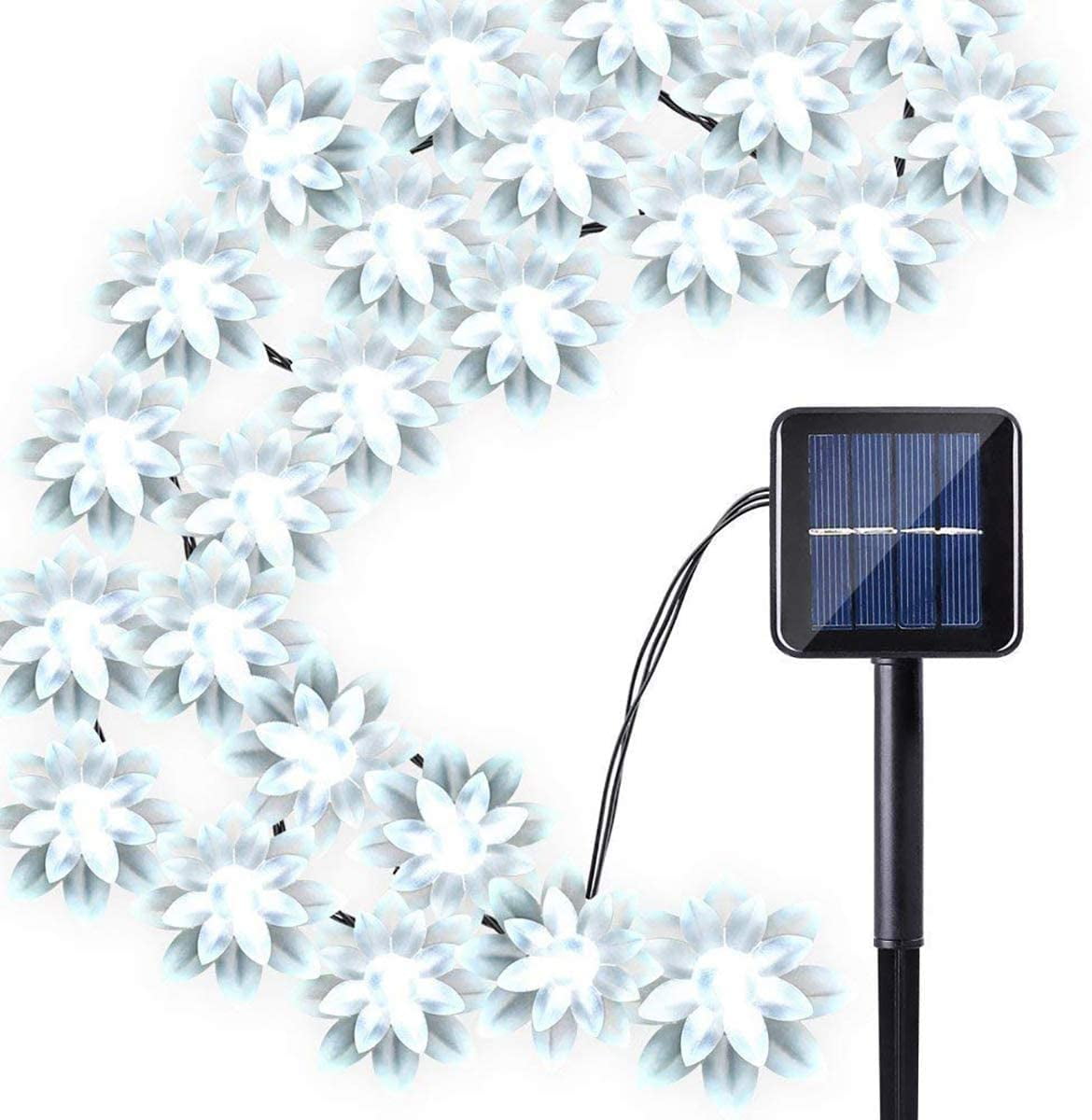 HESHENG Solar Lotus Flowers String Lights, Waterproof 40ft 100LEDs Lights Fairy Lights Outdoor 8 Modes Festival Lighting for Patio Yard Tree Wedding Party Christmas Decoration, Multicolor