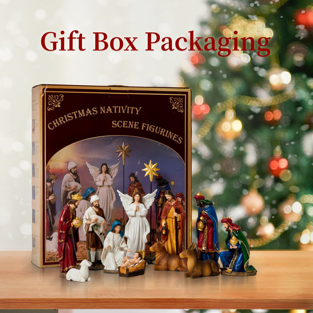 KUETH Indoor Nativity Set Christmas Nativity Scene Holiday Family Gift Religious Decorations 13 Pieces 7 inch
