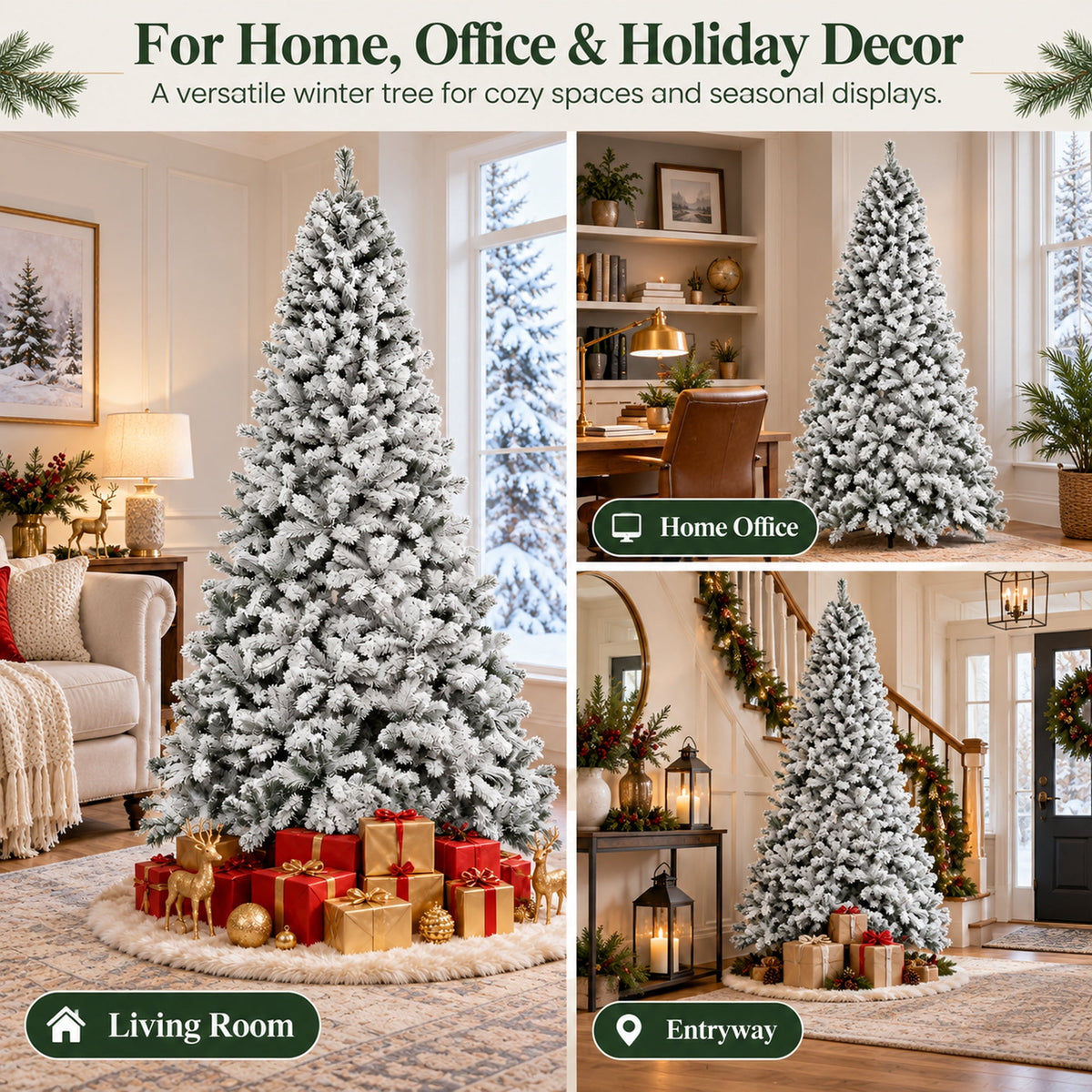 Vebreda Christmas Tree 6ft Artificial Hinged Xmas Tree with 1,000 Branch Tips, Green