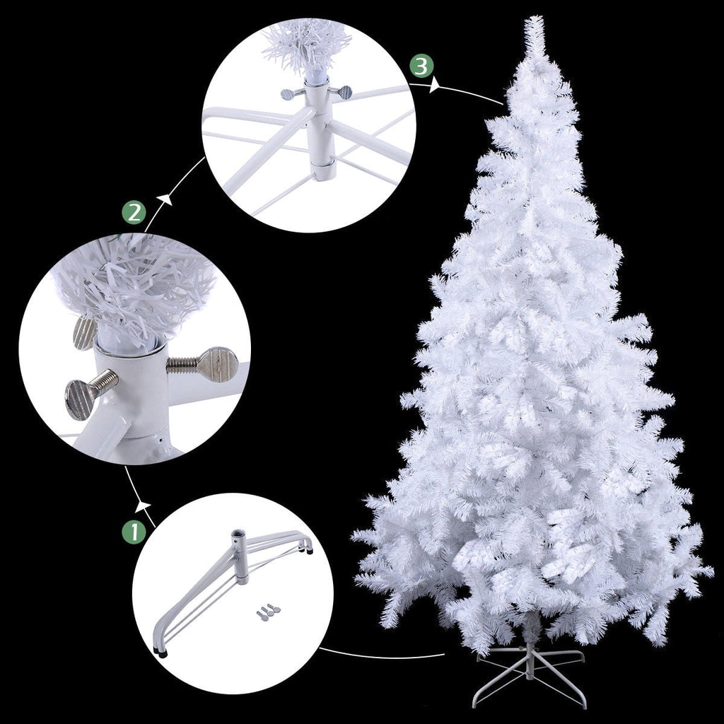 Costway 7Ft Artificial Xmas Tree Stand Christmas Decoration White