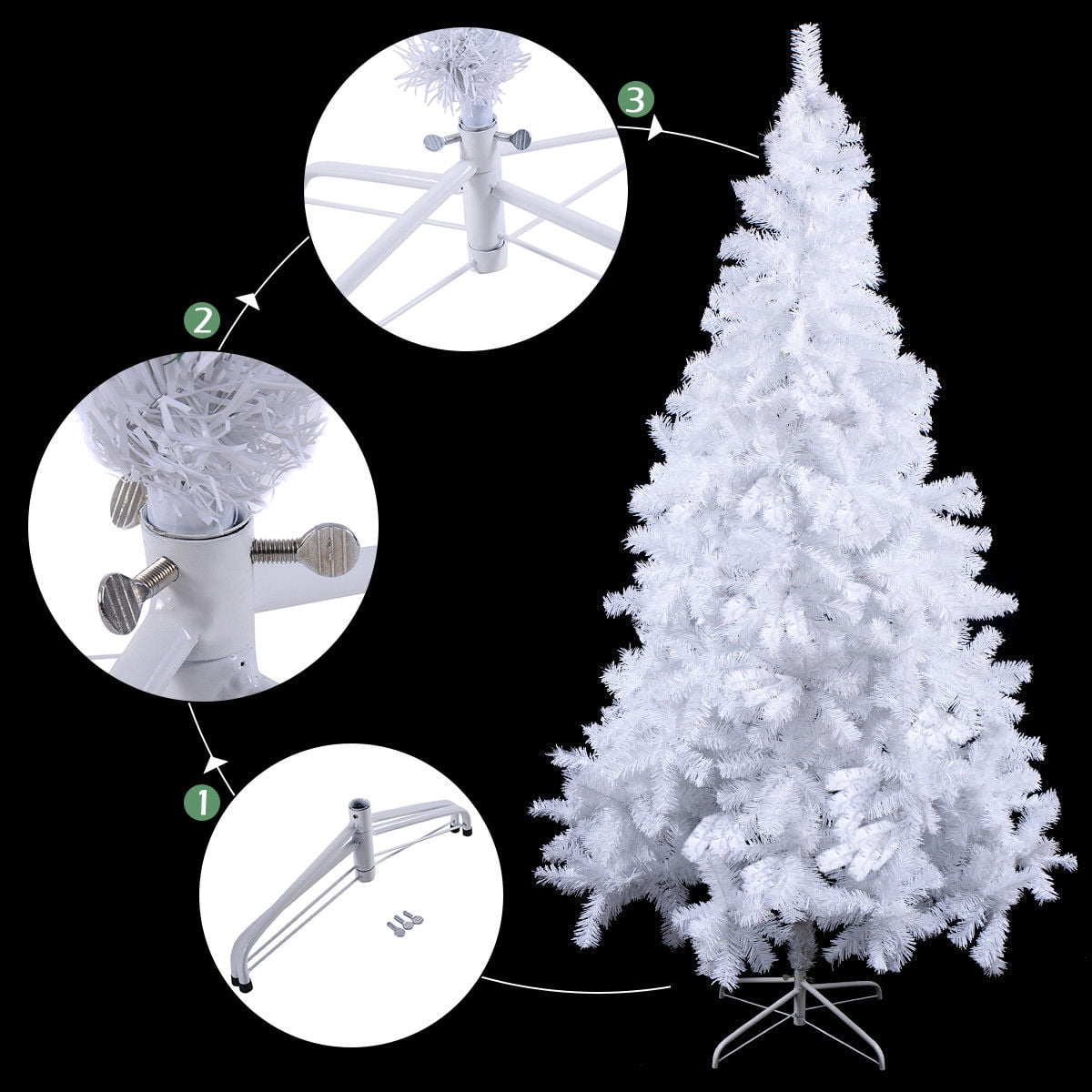 Costway 7Ft Artificial Xmas Tree Stand Christmas Decoration White