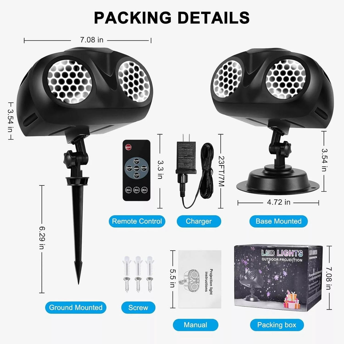 Christmas Snowflake Projector Lights Outdoor, LED Snowfall Projector, Remote Control Timing IP65 Waterproof, Dynamic Snowflakes Landscape Light for Xmas Holiday Party Decorations