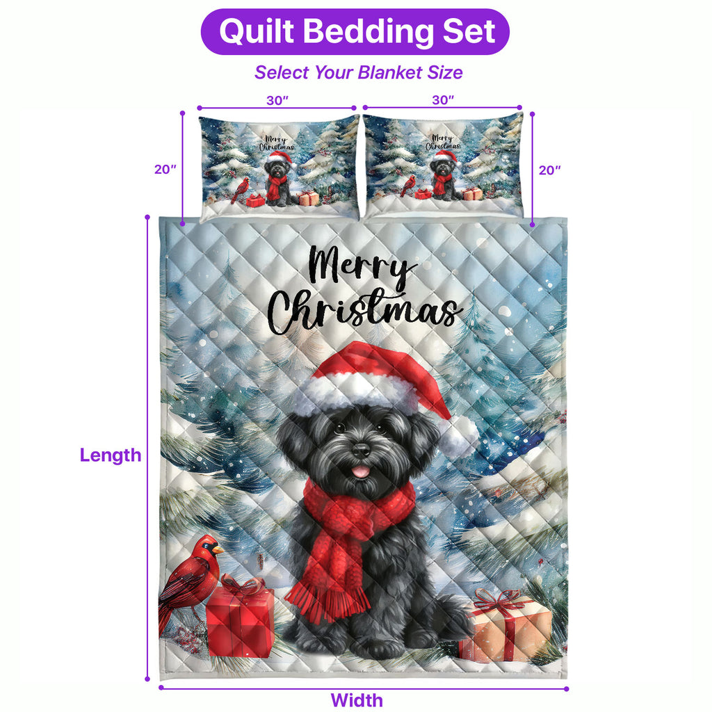 Merry Christmas French Bulldog Enjoys Woofmas Winter Xmas Holiday Quilt Bedding Set Dog Lover Gifts 1 Blanket Bed Cover 2 Pillowcases - 02022