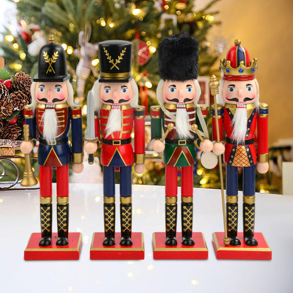 4x Nutcracker Ornaments Christmas Doll Painted Party Favors Holiday Present Classic Style Desktop Decor Nutcracker Figurines