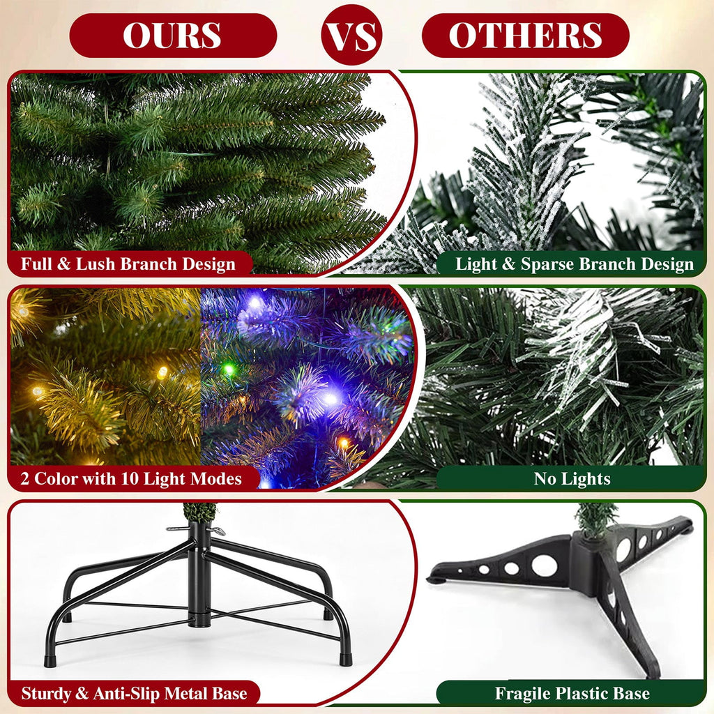 Goosiay Pre-Lit Pencil Artificial Christmas Tree, 6ft Xmas Tree with Metal Stand for Christmas Decoration, Green