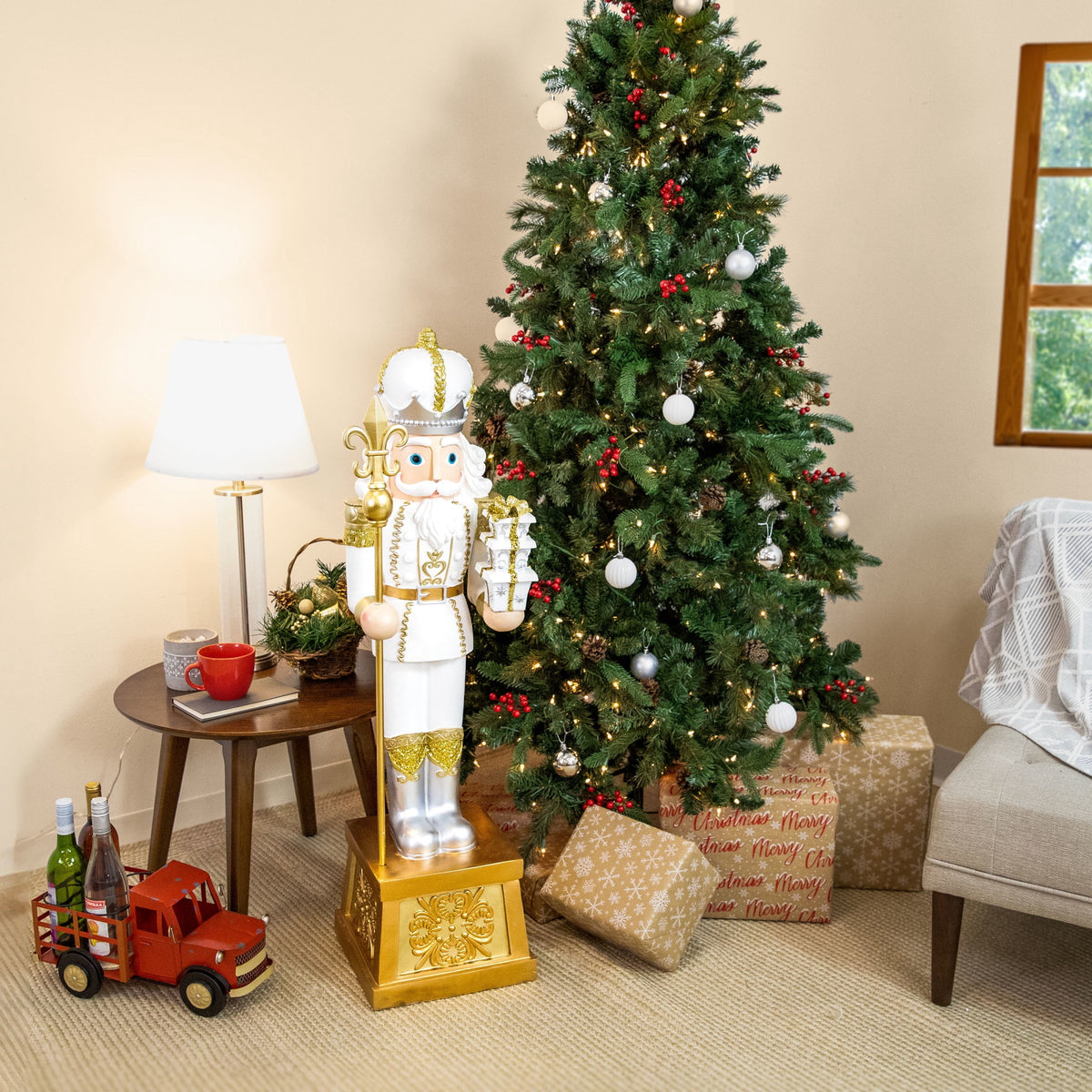 Sunnydaze Gold Polyresin Pierre the Fleur-de-Lis Nutcracker Christmas Statue, 47"