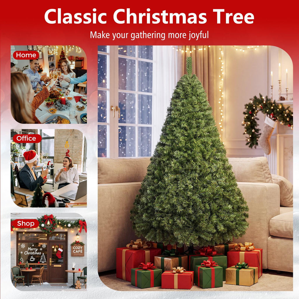 Costway 9FT PVC Christmas Tree 2132 Tips Hinged Solid Metal Legs