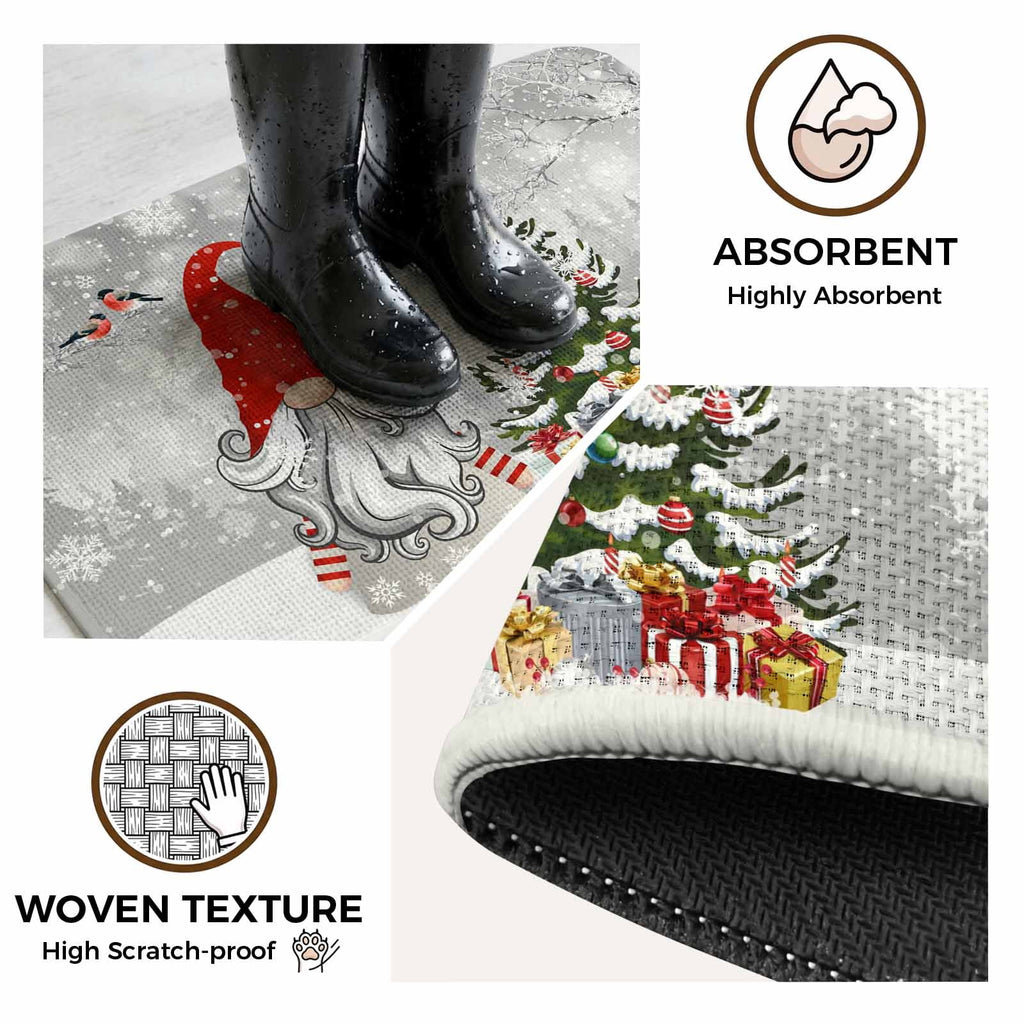 Pink Gnomes Christmas Washable Area Rugs for Living Room Bedroom, Large Non Slip Indoor Floor Carpet Absorbent Xmas Tree Gifts Winter Snowflake Birds Door Mat Rugs for Bathroom Entryway 47.2"x63"