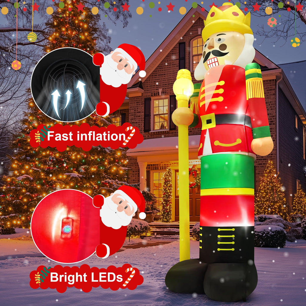 Yexmas 12FT Christmas Inflatable Nutcracker Soldier, Blow Up Yard Xmas Decor with LED Light&Candy Cane for Holiday Party Lawn Garden Outdoor Decor
