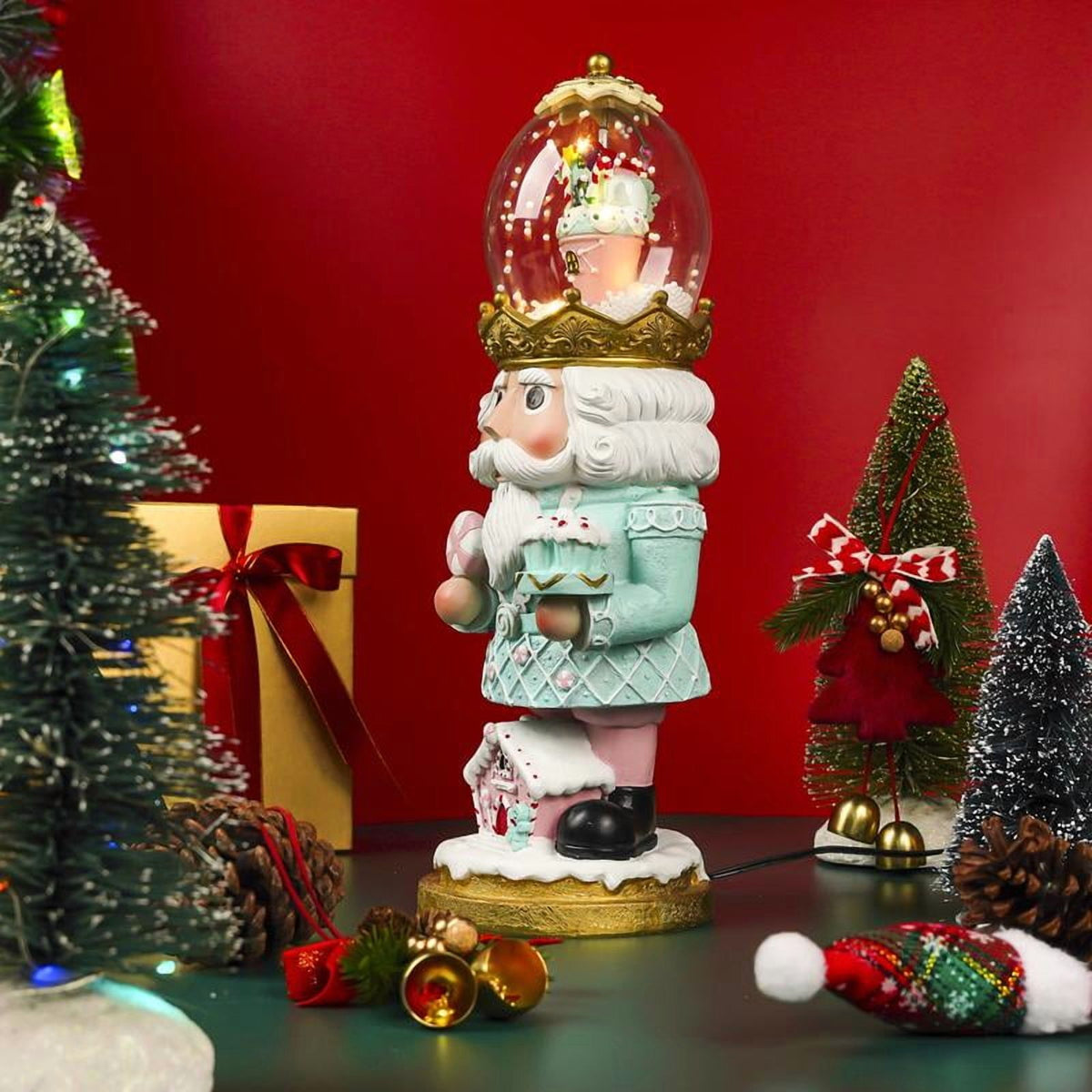 Nutcracker Christmas Snow Globe - Cute and Vibrant Christmas Figure for Home Decoration Gingerbread Nutcracker Christmas Tabletop Decor