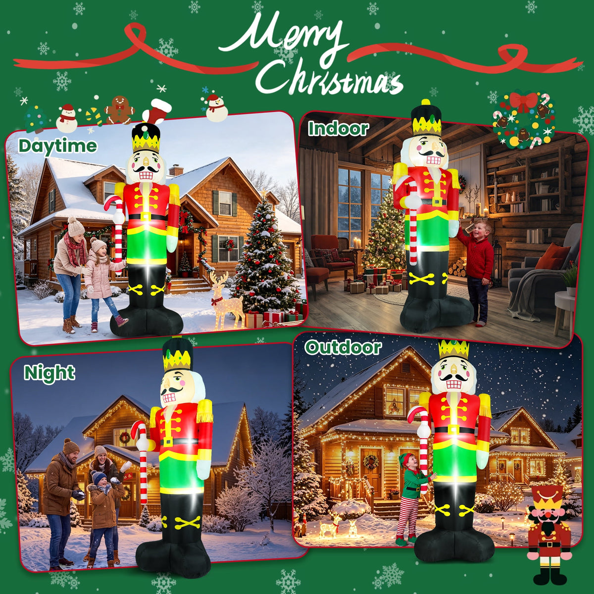 Yexmas 12FT Christmas Inflatable Nutcracker Soldier, Blow Up Yard Xmas Decor with LED Light&Candy Cane for Holiday Party Lawn Garden Outdoor Decor