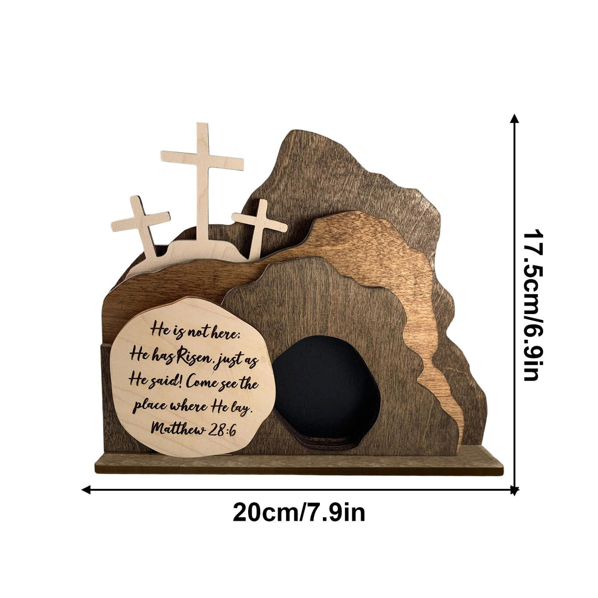 Hvmvliv Wooden Nativity Scene Decor Desktop Christmas Decorations Wooden Easter Resurrection Scene for Home Office Decoration Brown