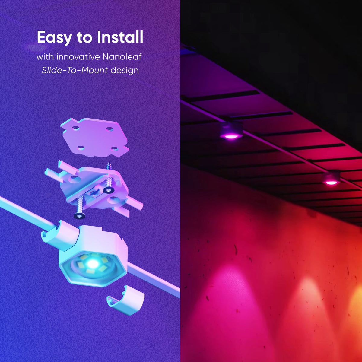Nanoleaf 50ft Matter Smart Multicolor Permanent Outdoor Lights Smarter Kit with Side Clips – Plug-in RGBICW Addressable LED Pucks, Cuttable & Extendable