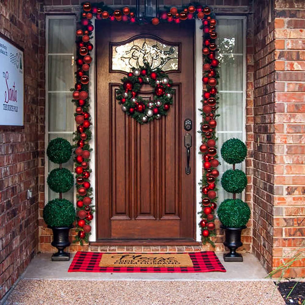 6 Ft Christmas Ball Garland Ornaments Shatterproof Xmas Hanging Balls Holiday Party Wedding Christmas Tree Decor Red