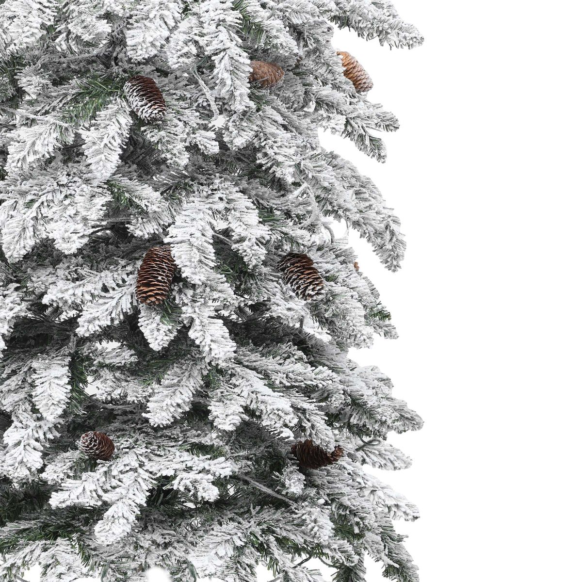 Uforic 9ft Pre-lit Flocked Pencil Spruce Christmas Tree with 1642 Branch Tips & 480 Lights, Remote Control, 11 Light Modes, White Flocked
