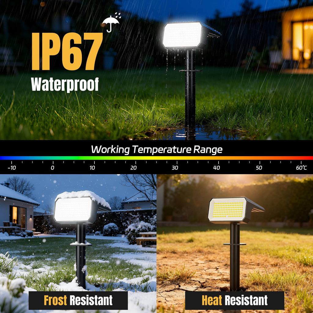 Flaow Solar Lights Outdoor, 8 pack,118 LED Solar Spotlights with 4 Modes, IP67 Waterproof Auto On/Off for Garden, Yard, Pathway, Lawn-Cool White