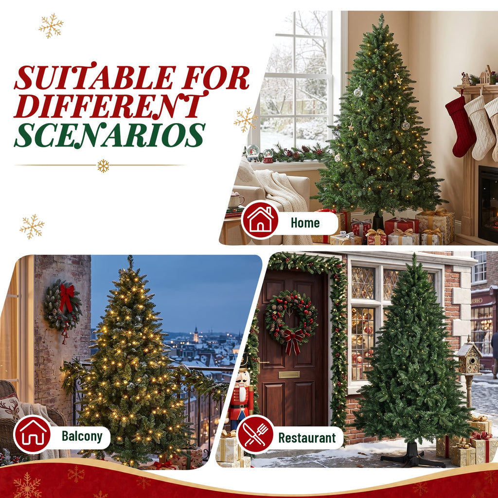 Ktaxon 6FT Pre-Lit Artificial Christmas Tree Rotating Tree PE + PVC with 8 Modes 360-Degree Rotating Stand,Green
