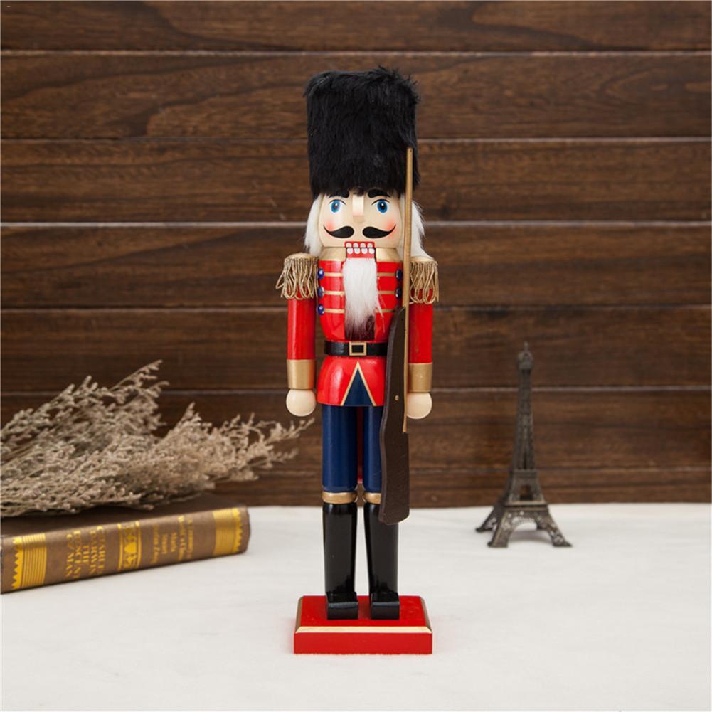 Hfppkn 38CM Wooden Nutcracker Soldier Figurine Classic Christmas Decor for Home Office 38cm