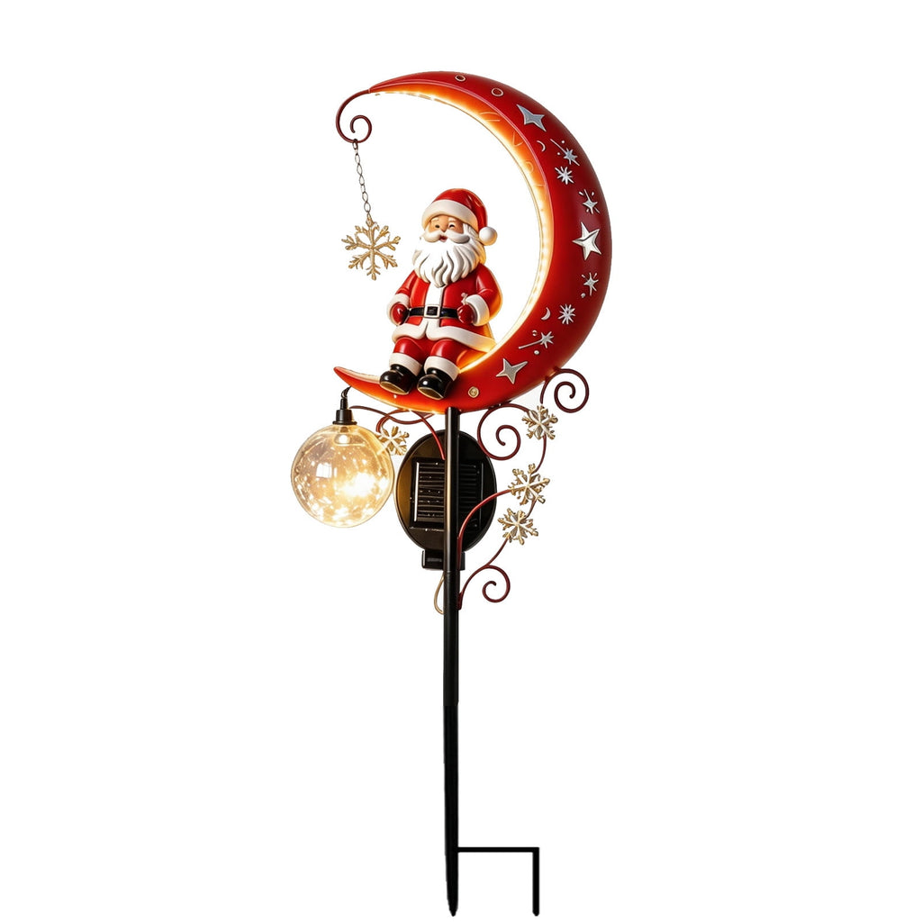 Clearance Christmas Solar Santa Magic Fountain Light - 32" Flowing Snowflake LED Garden Stake Light, Christmas Decorations Outdoor for Yard Porch
