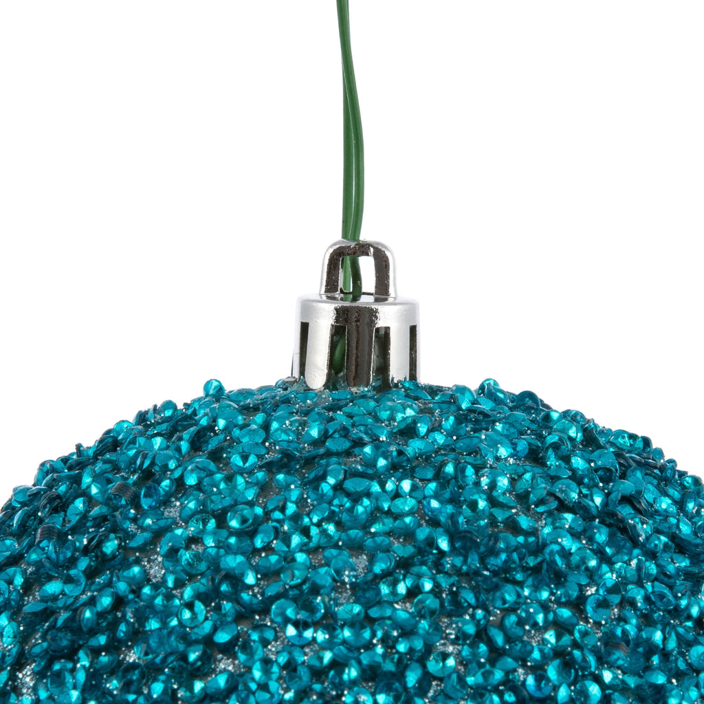 Vickerman 6" Turquoise Beaded Ball Ornament, 4 per Bag